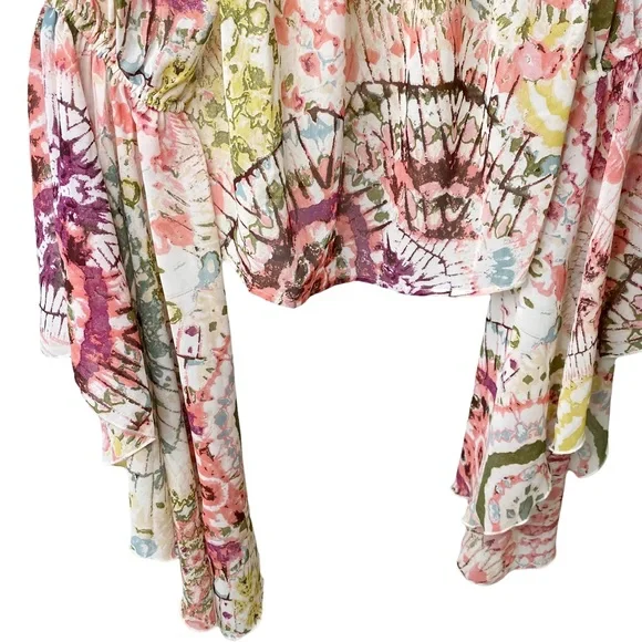 NWT Live 4 Truth Floral Boho Hippie Bell Sleeves Cropped Off Shoulder Flowy XS - Picture 8 of 15